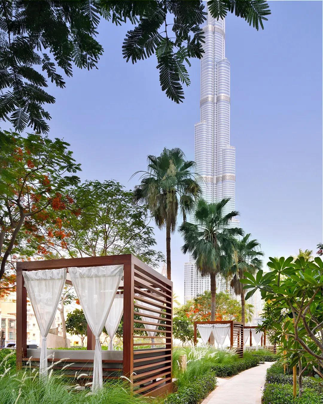 Immerse yourself in the cool comfort of our pool and take in majestic views of the Burj Khalifa